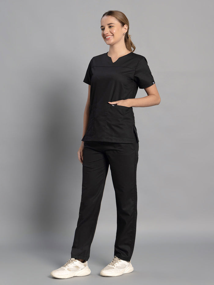 Move Lite Women Black (Core V Neck) Scrub Set