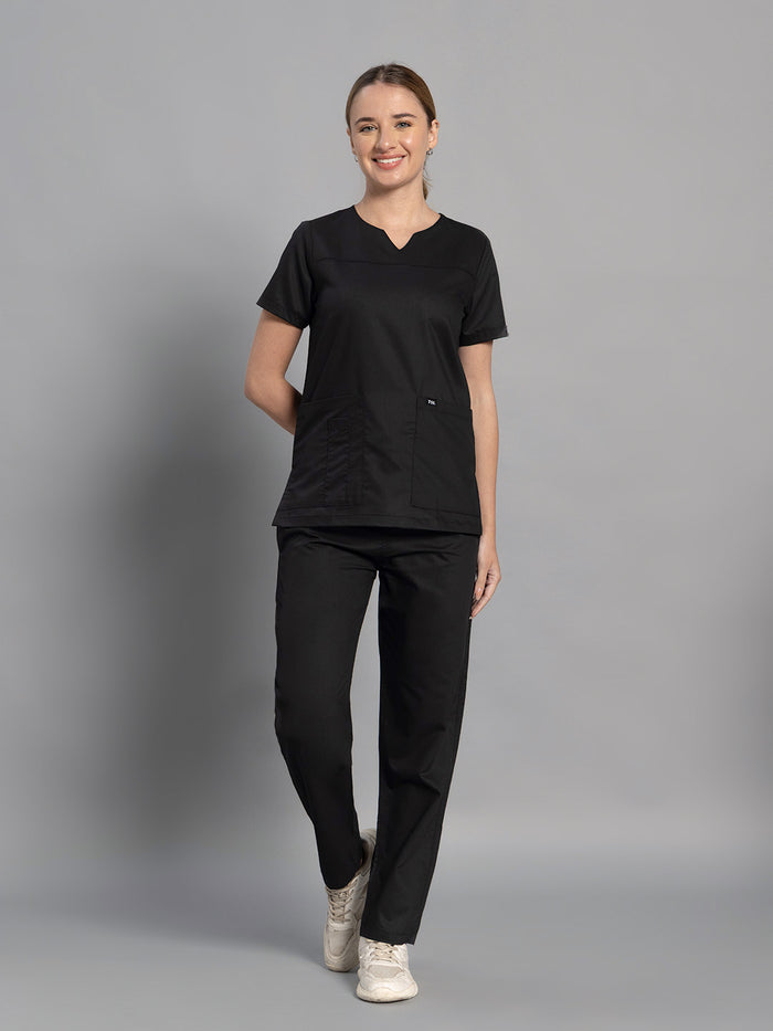 Move Lite Women Black (Core V Neck) Scrub Set