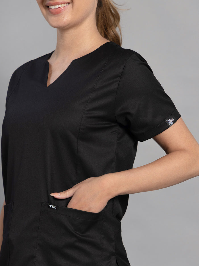 Move Lite Women Black (Nova V Neck) Scrub Set