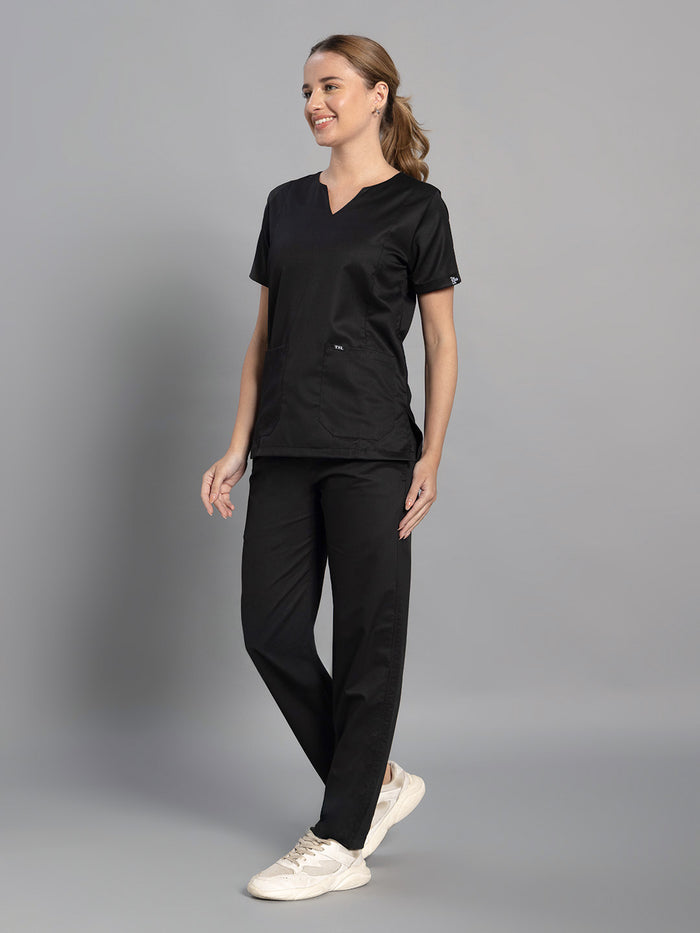 Move Lite Women Black (Nova V Neck) Scrub Set