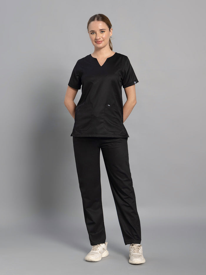 Move Lite Women Black (Nova V Neck) Scrub Set
