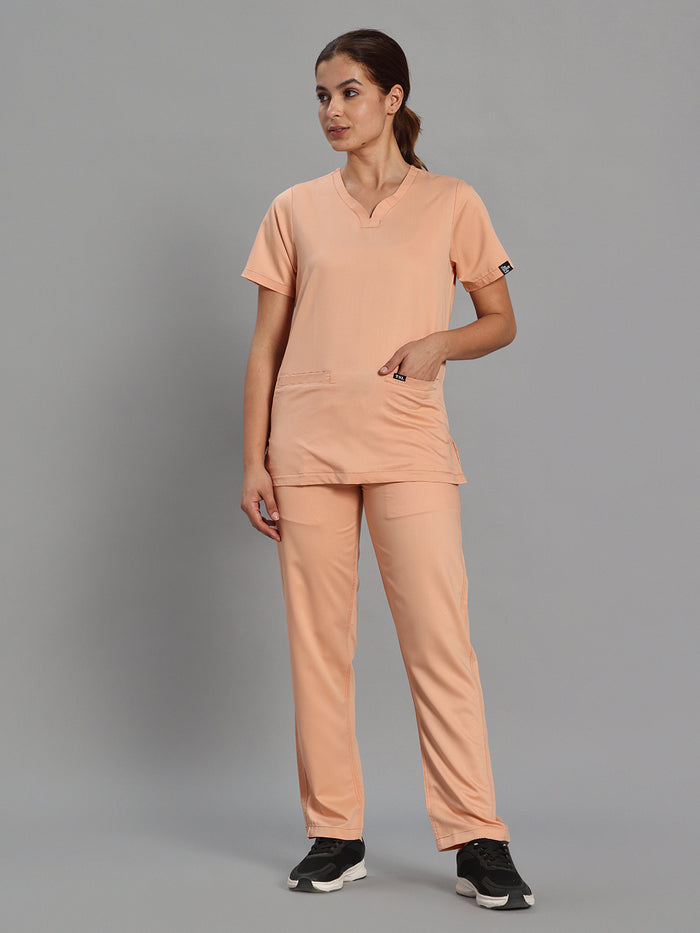 Move Lite Women Coral Mist (Soft V Neck) Scrub Set