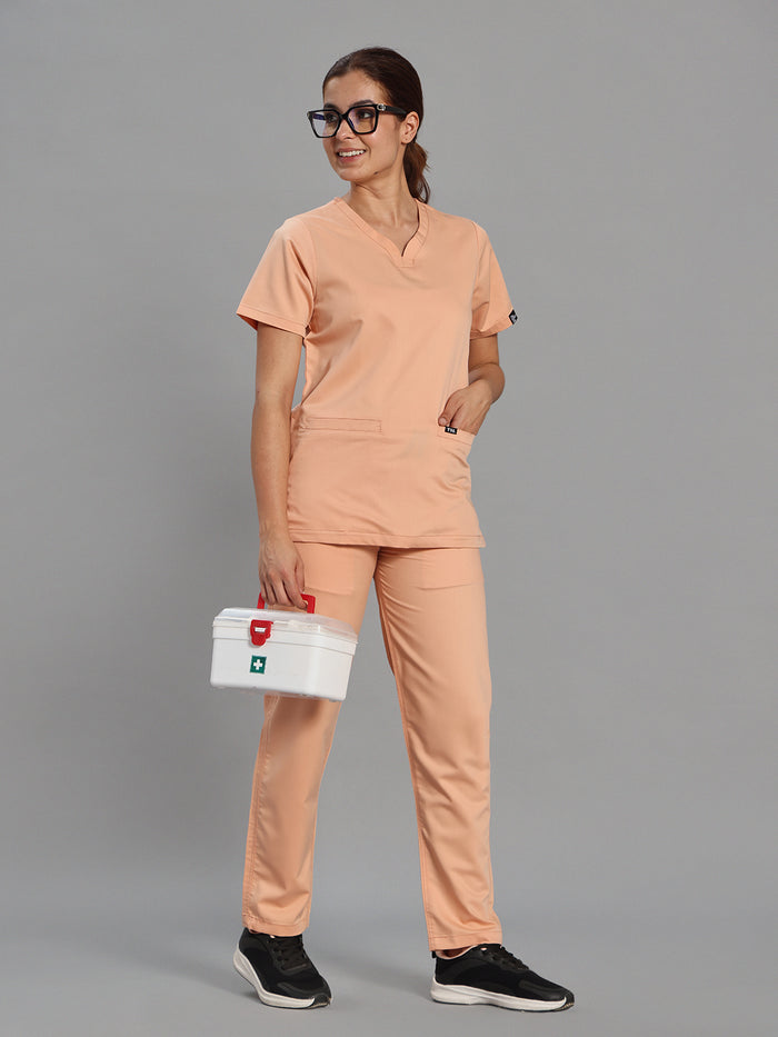 Move Lite Women Coral Mist (Soft V Neck) Scrub Set