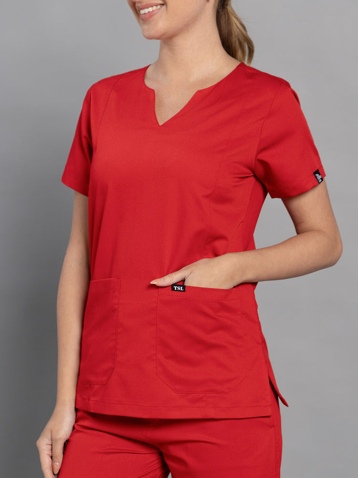 Move Lite Women Ember Red (Nova V Neck) Scrub Set