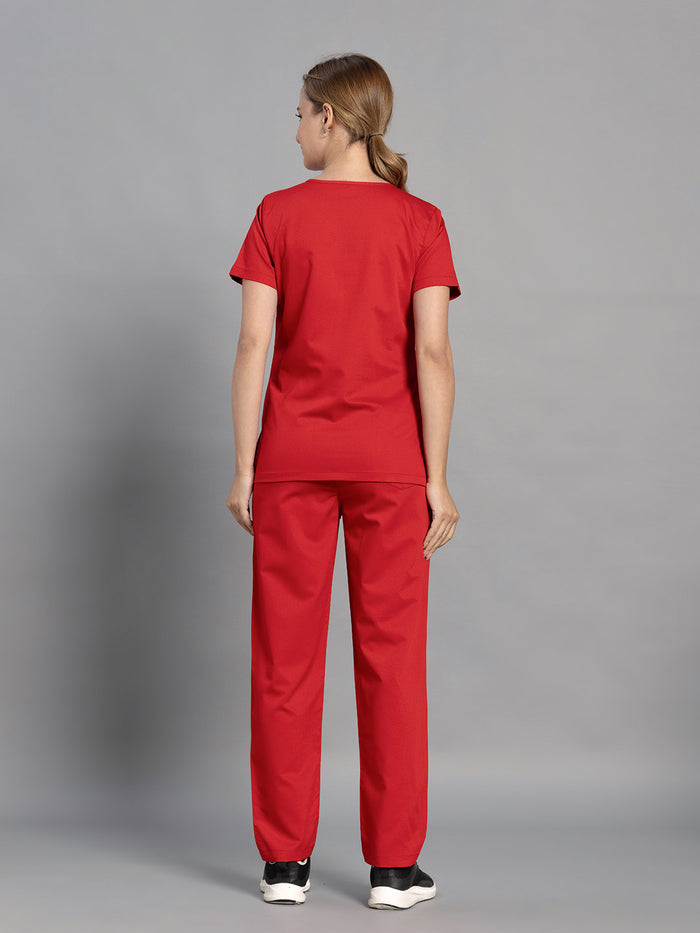 Move Lite Women Ember Red (Nova V Neck) Scrub Set