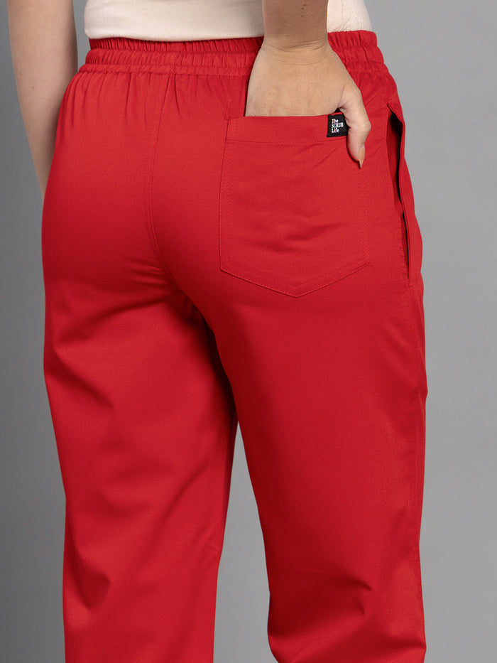 Move Lite Women Ember Red (Soft V Neck) Scrub Set
