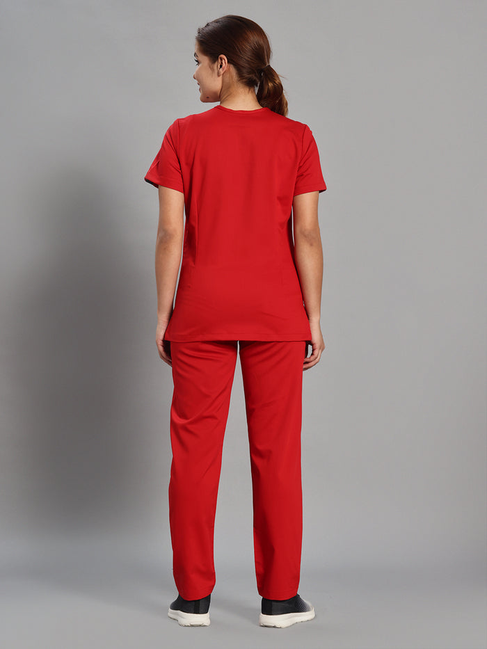 Move Lite Women Ember Red V Scrub Set