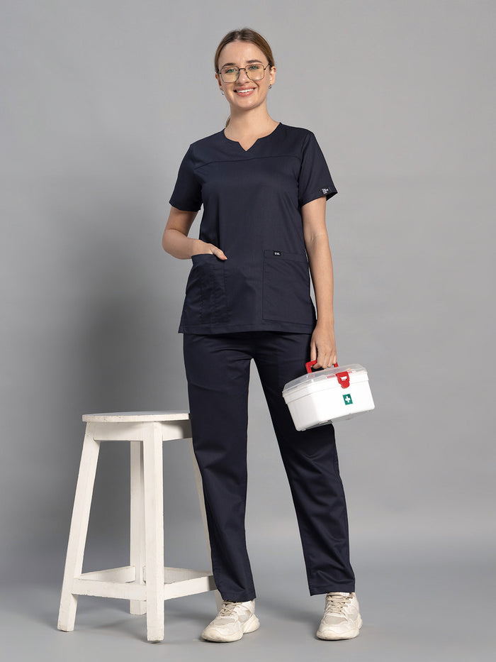 Move Lite Women  Ink blue (Core V Neck) Scrub Set