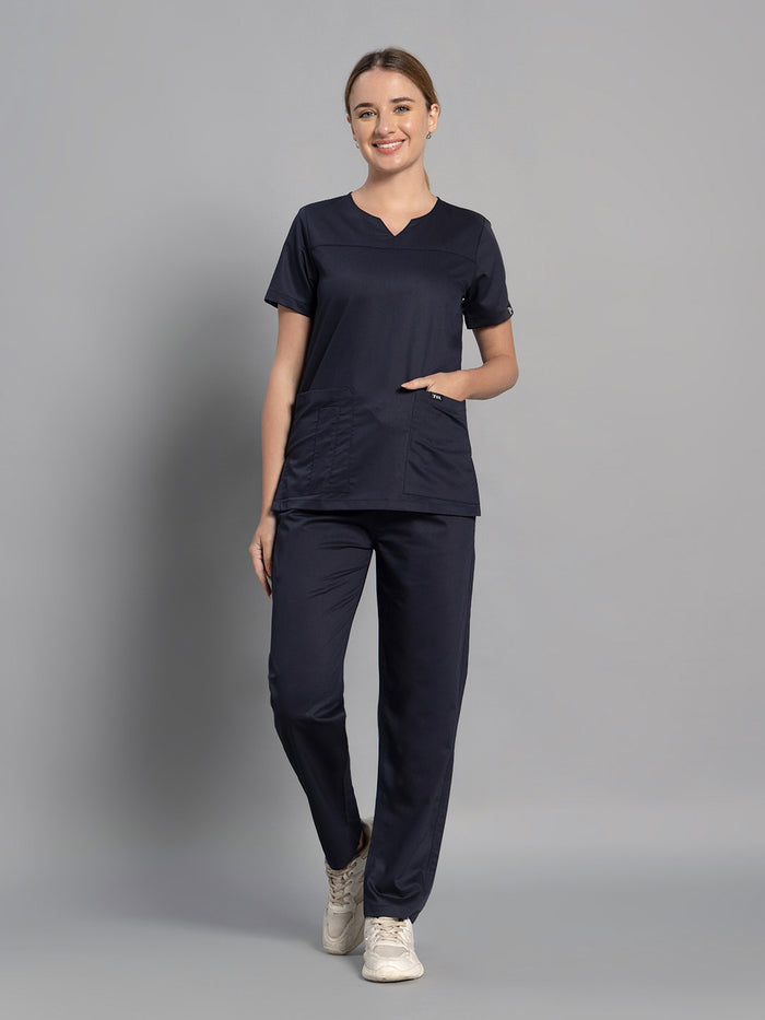 Move Lite Women  Ink blue (Core V Neck) Scrub Set
