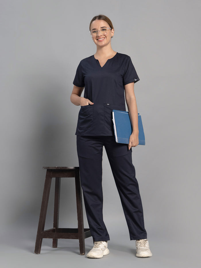 Move Lite Women Ink Blue (Nova V Neck) Scrub Set
