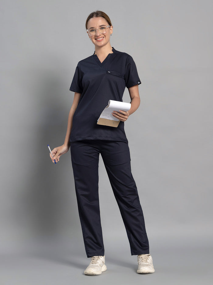 Move Lite Women Ink blue (Star V Neck) Scrub Set