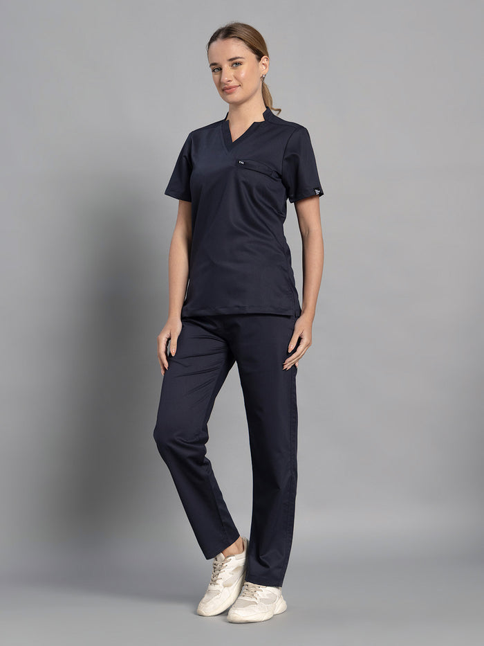 Move Lite Women Ink blue (Star V Neck) Scrub Set