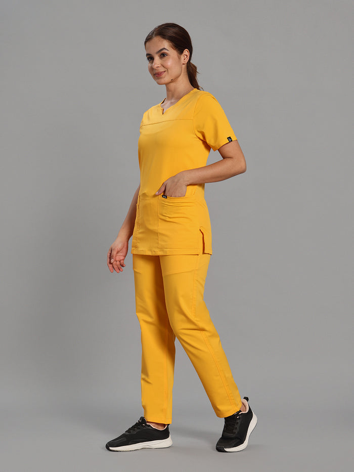 Move Lite Women Marigold (Core V Neck) Scrub Set