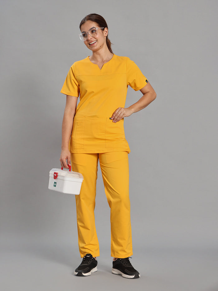 Move Lite Women Marigold (Core V Neck) Scrub Set