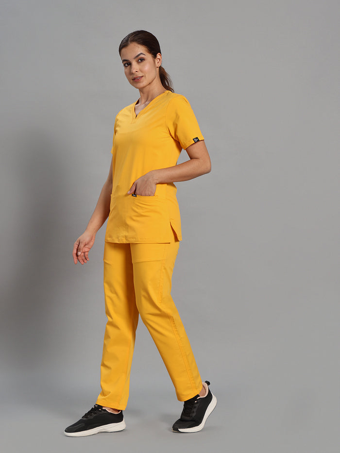Move Lite Women Marigold (Soft V Neck) Scrub Set