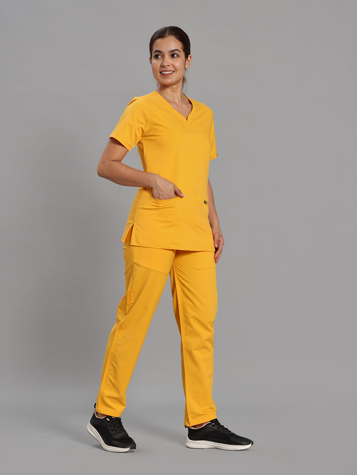 Move Lite Women Marigold (Soft V Neck) Scrub Set