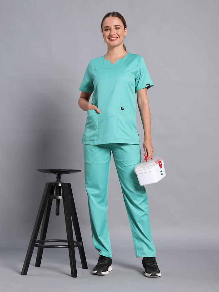 Move Lite Women Mint Green (Core V Neck) Scrub Set