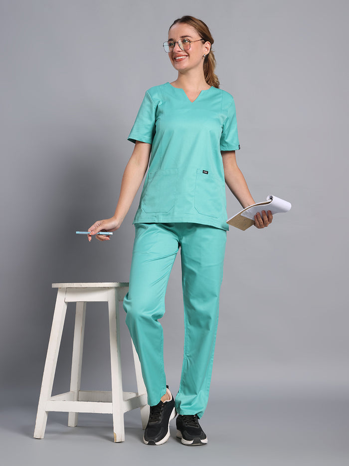 Move Lite Women Mint Green (Nova V Neck) Scrub Set