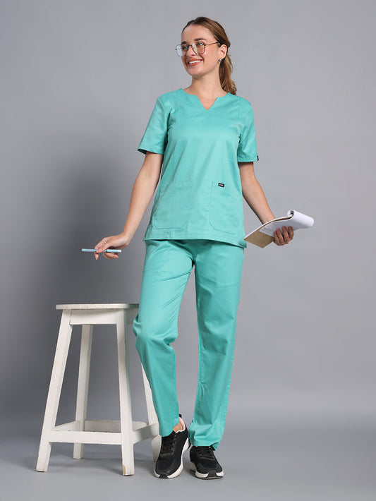 Move Lite Women Mint Green (Nova V Neck) Scrub Set