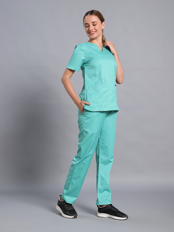 Move Lite Women Mint Green (Nova V Neck) Scrub Set