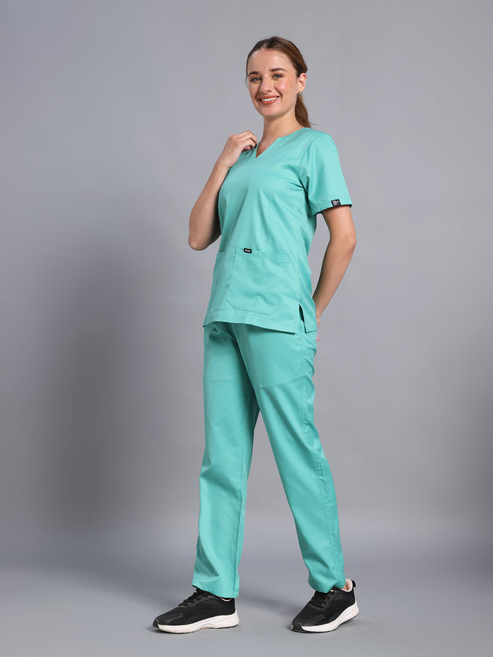 Move Lite Women Mint Green (Nova V Neck) Scrub Set