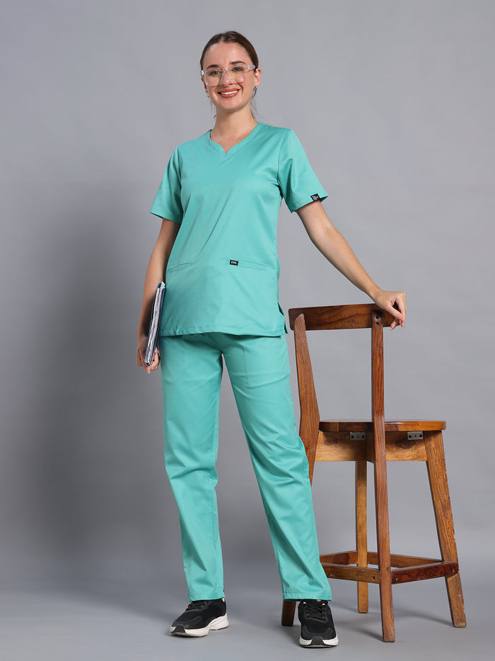 Move Lite Women Mint Green (Soft V Neck) Scrub Set