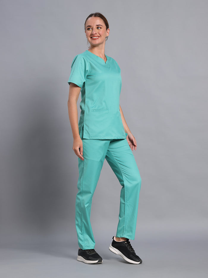 Move Lite Women Mint Green (Soft V Neck) Scrub Set