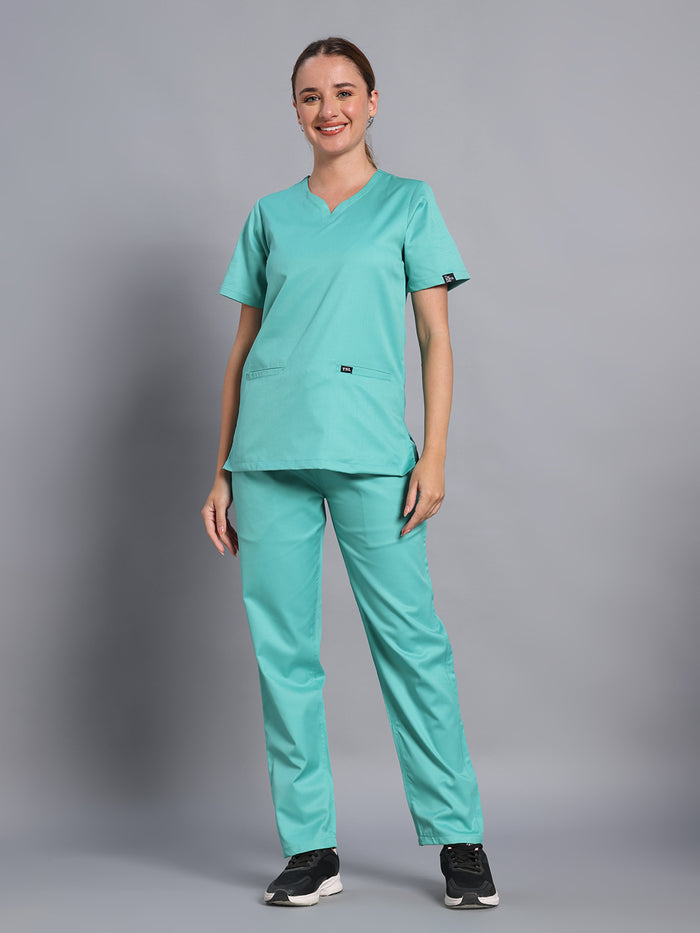 Move Lite Women Mint Green (Soft V Neck) Scrub Set