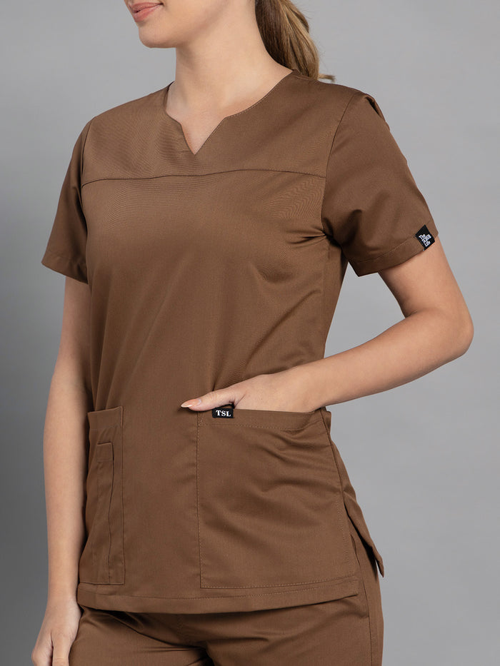 Move Lite Women Mocha (Core V Neck) Scrub Set