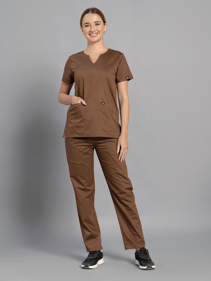 Move Lite Women Mocha (Nova V Neck) Scrub Set
