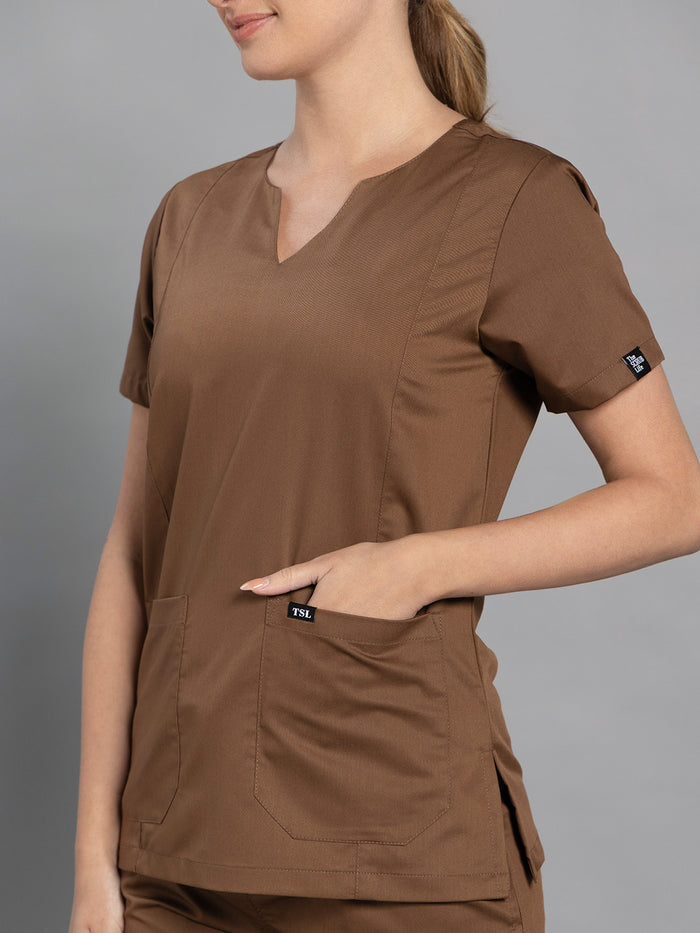 Move Lite Women Mocha (Nova V Neck) Scrub Set