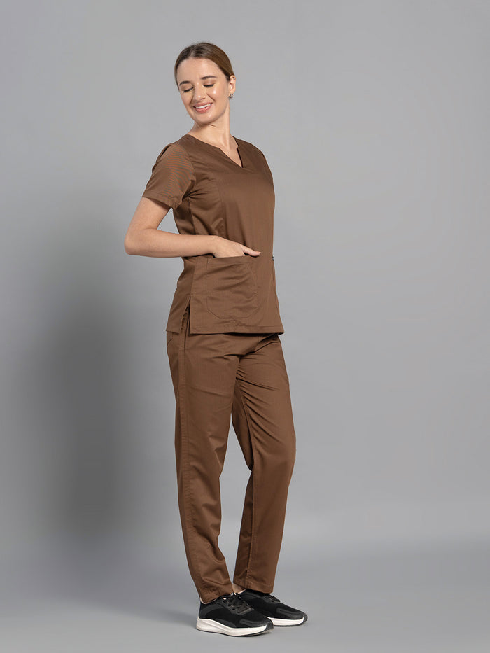 Move Lite Women Mocha (Nova V Neck) Scrub Set