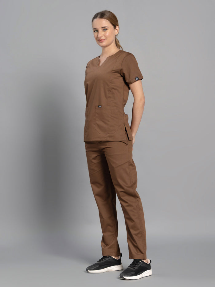 Move Lite Women Mocha (Nova V Neck) Scrub Set