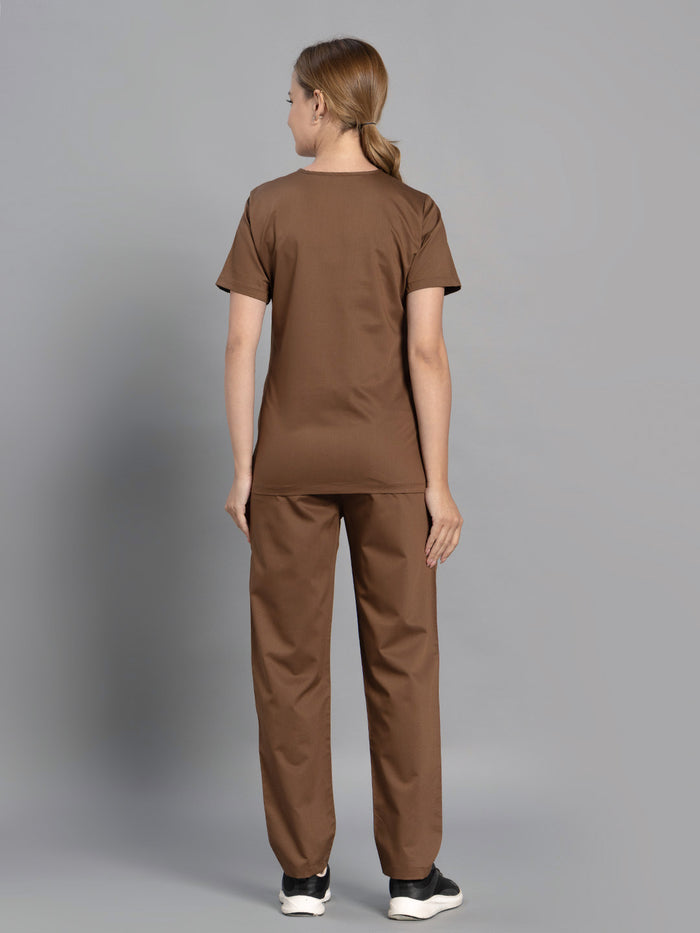 Move Lite Women Mocha (Soft V Neck) Scrub Set