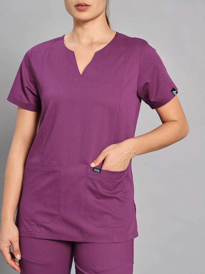 Move Lite Women Plum (Nova V Neck) Scrub Set