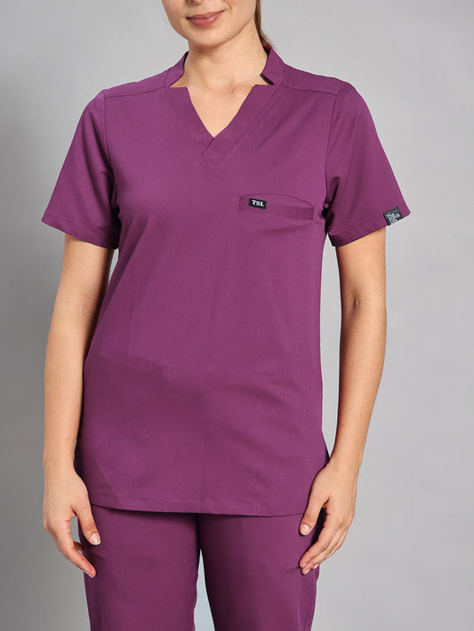 Move Lite Women Plum (Star V Neck) Scrub Set