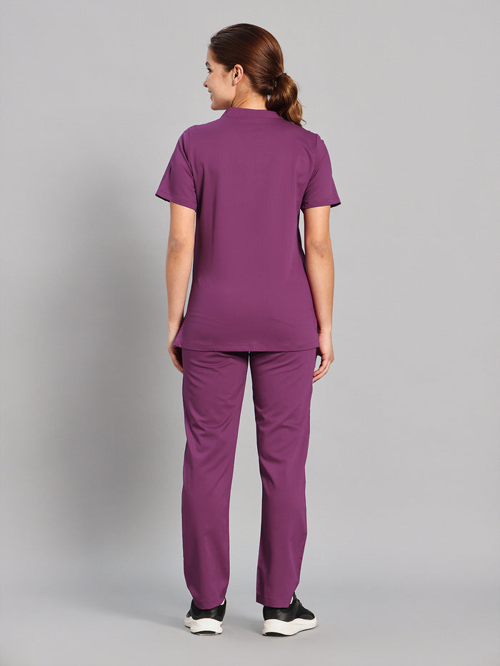 Move Lite Women Plum (Star V Neck) Scrub Set