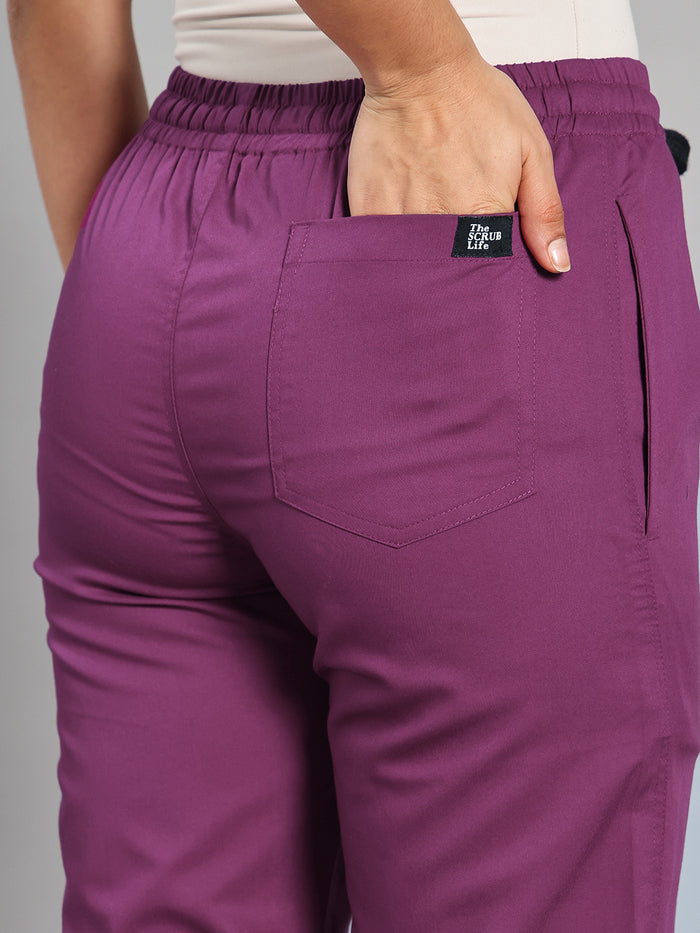 Move Lite Women Plum (Star V Neck) Scrub Set