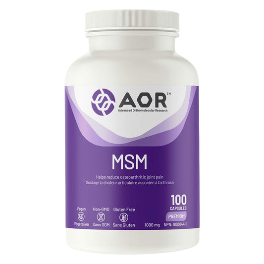 Bottle of AOR MSM 100 Capsules