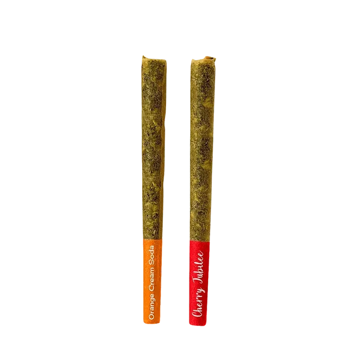 Front view of the Multi Strain Pack Infused Pre Rolled 2 x 1 g, showing two pre-rolled joints against a plain white background.