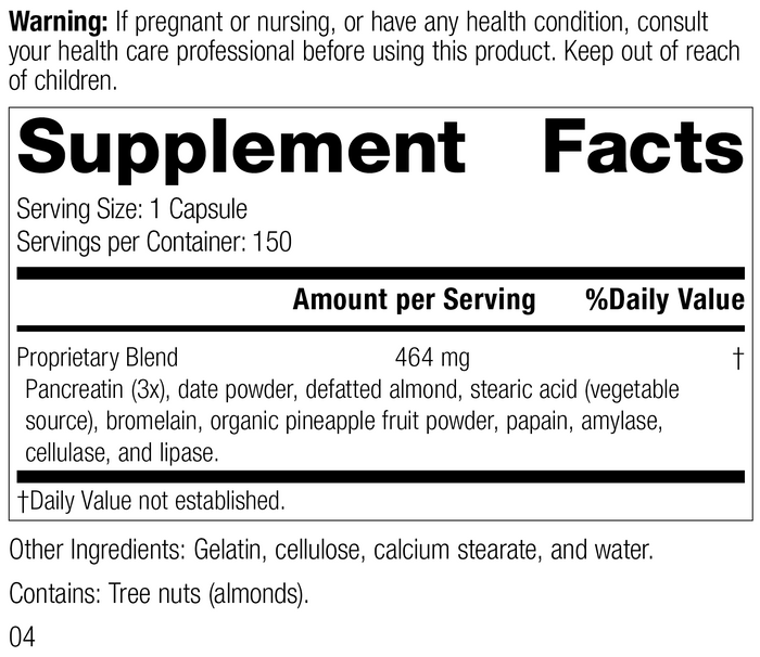 Multizyme®, 150 Capsules Supplement Facts