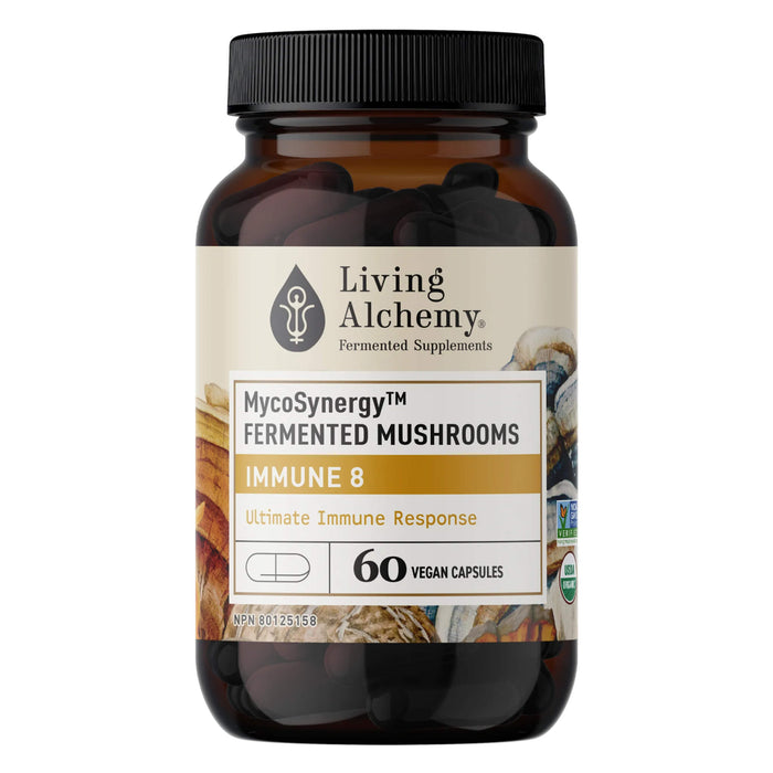 Bottle of Living Alchemy MycoSynergy Fermented Mushrooms - Immune 8 60 Vegan Capsules