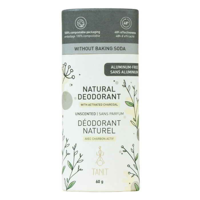 Stick of TANIT NaturalSolidDeodorant Unscented w/Charcoal 60g
