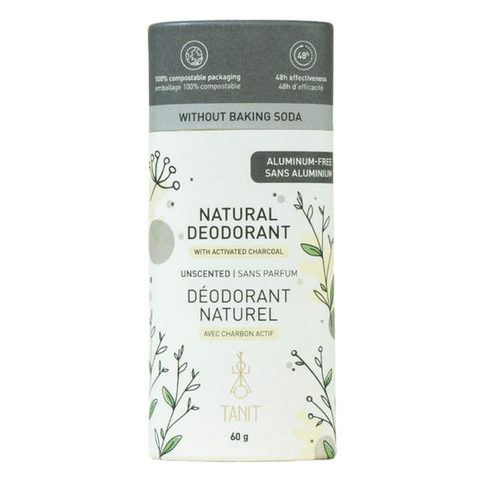 Stick of TANIT NaturalSolidDeodorant Unscented w/Charcoal 60g