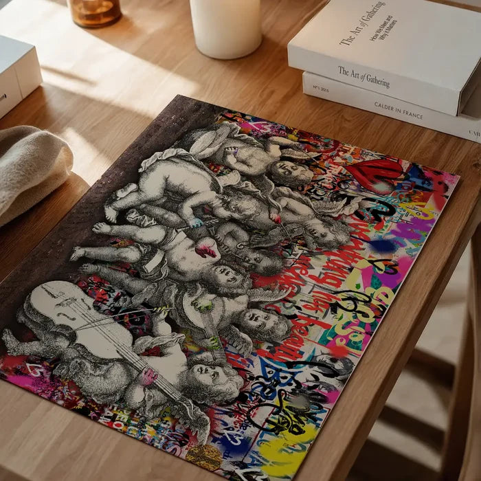 Naughty Cherubs Graffit Art Print framed home office wall art