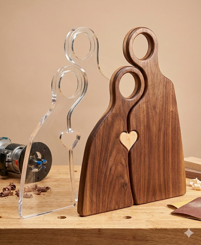 Nested Heart Charcuterie Board Handle Acrylic Router Template