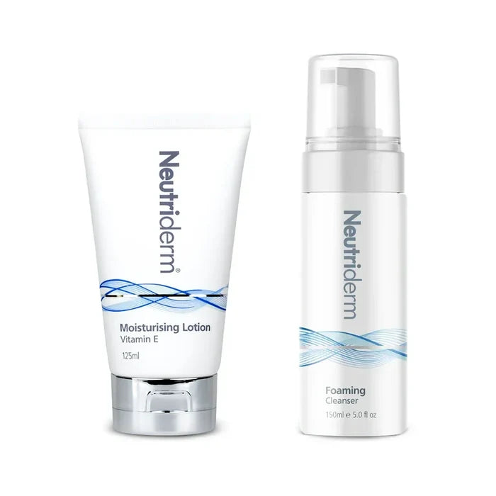 Neutriderm Pre-Makeup Skincare Combo with Vitamin E Moisturiser 125 ml and Foaming Cleanser 150 ml – front view