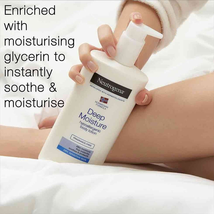 Neutrogena Deep Moisture Hypoallergenic Body Lotion 400ml لوشن الجسم نيوتروجينا ديب مويستشر المضاد للحساسية - Princess Cosmetics Qatar