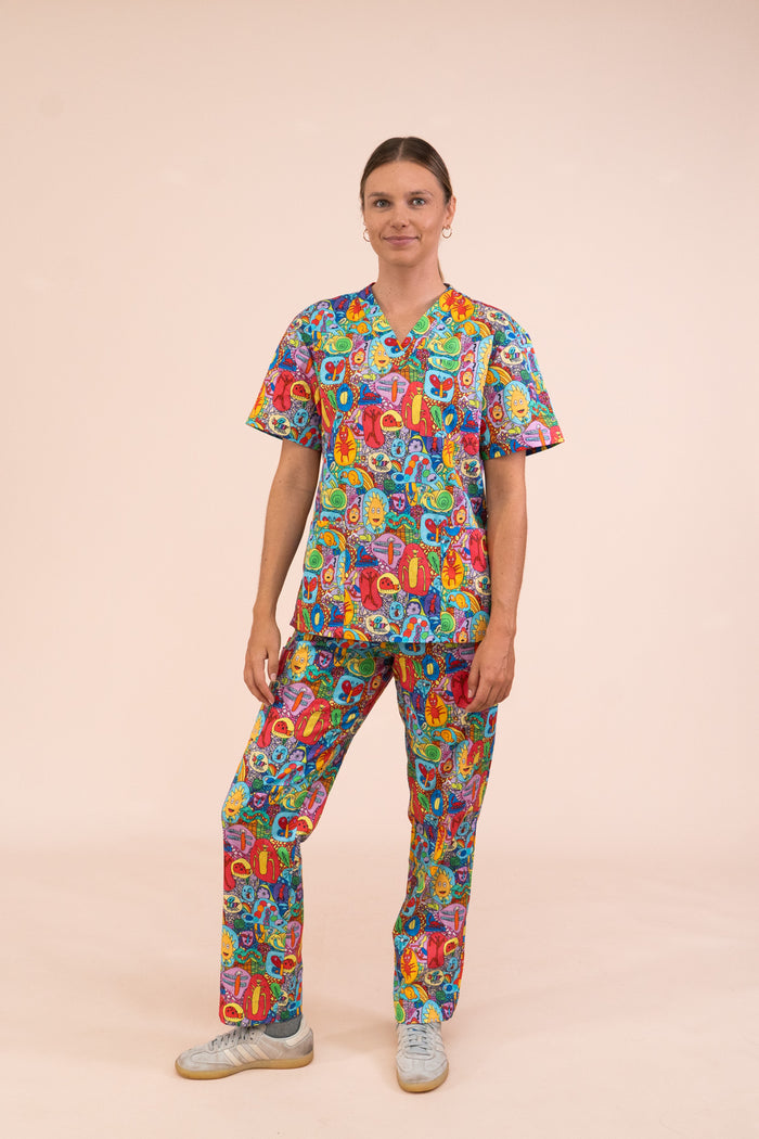 Ollie's Bugs - Unisex Printed Scrub Pants