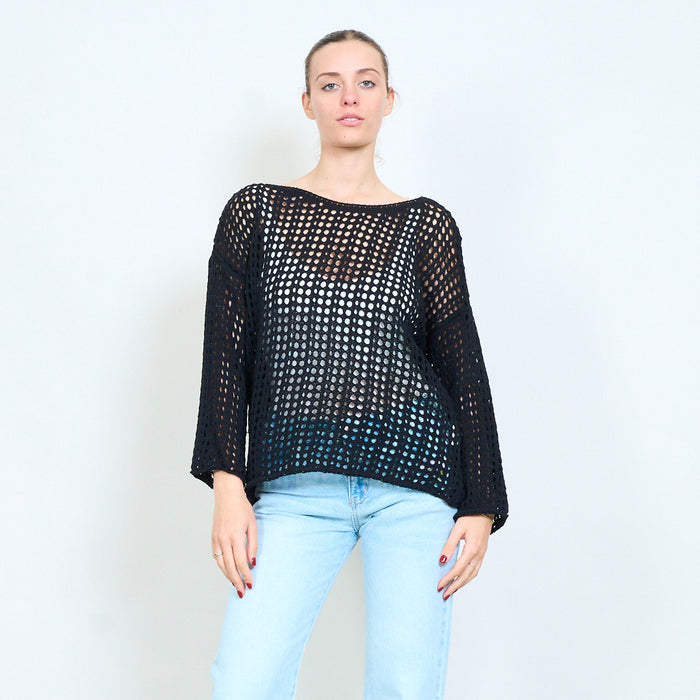 Open knit loose mesh top wholesale